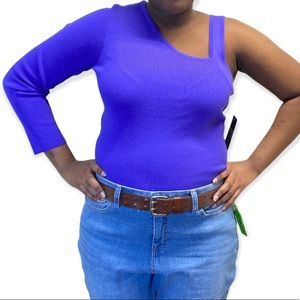 NWT La Rambla Purple One Sleeved Sweater Size XL